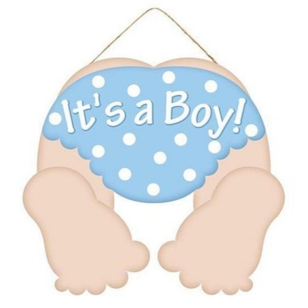 It’s a Boy Door Sign – Blue Polka Dot Baby Announcement, Nursery Wall Décor